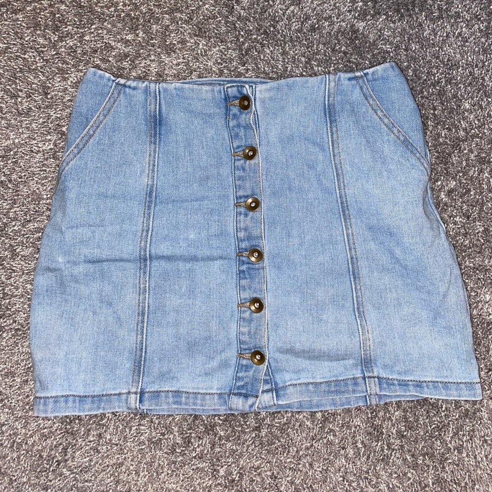 Button jean skirt